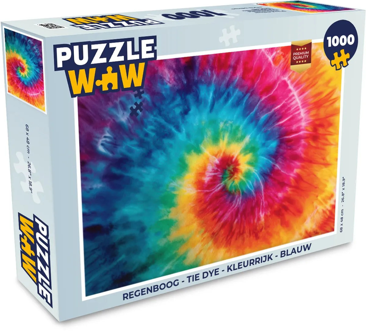 PuzzleWow Regenboog Tie Dye Legpuzzel 1000 Stuks - Blauw