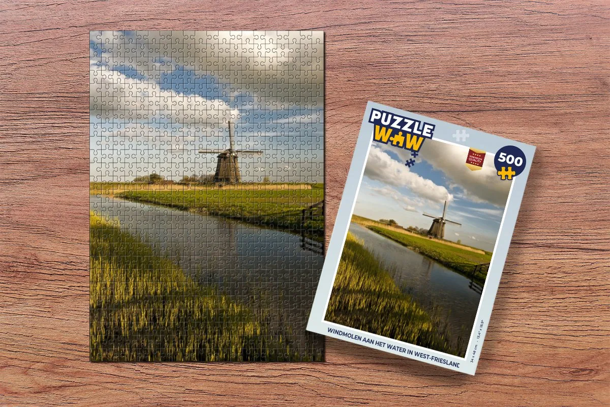 PuzzleWow Legpuzzel Windmolen aan het water West-Friesland 500 Stuks - Multicolor