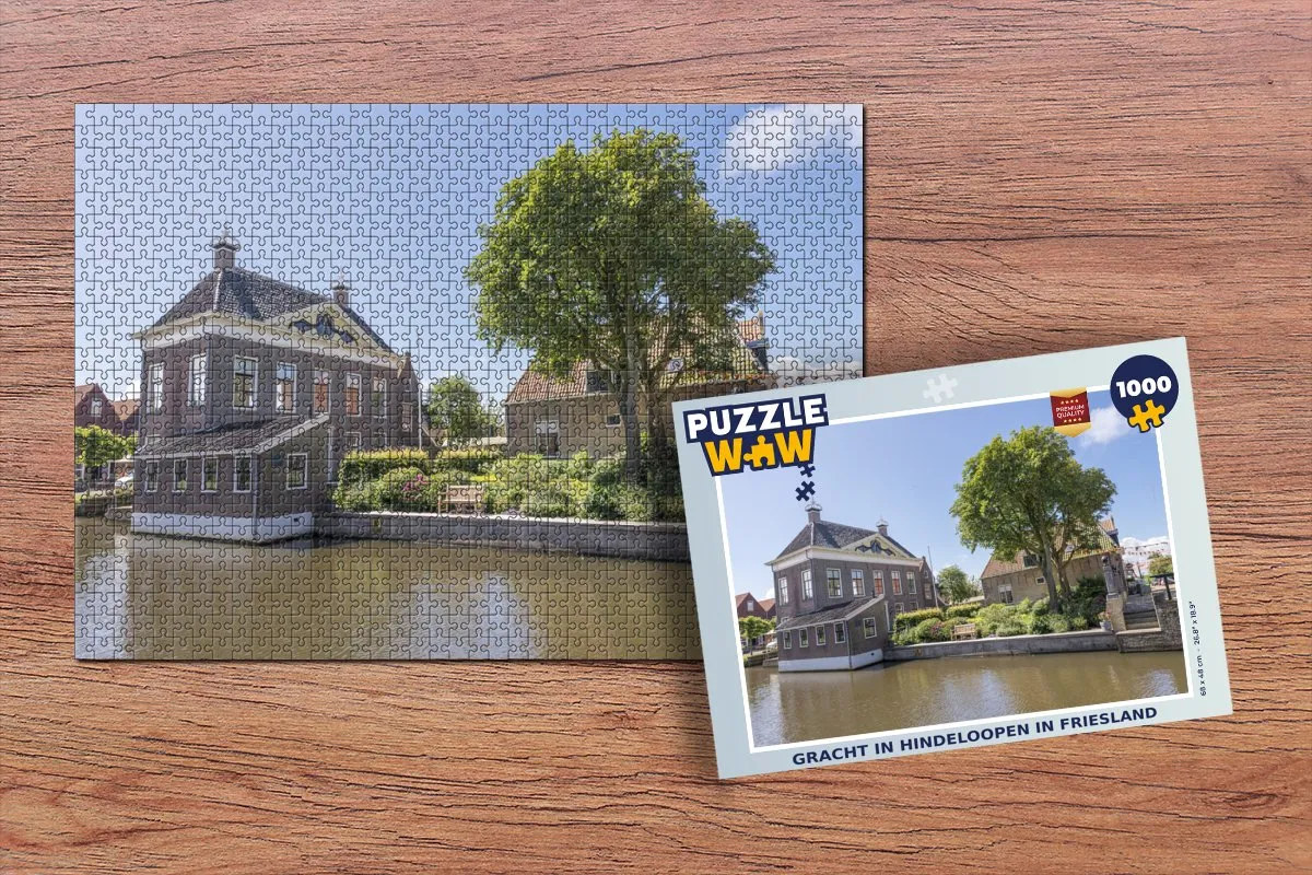 PuzzleWow Gracht Hindeloopen Friesland Legpuzzel 1000 Stuks - Multicolor
