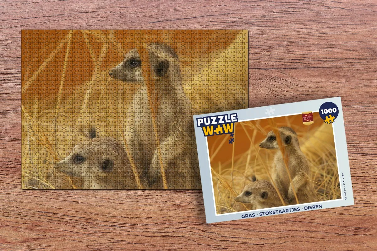 PuzzleWow Gras Stokstaartjes Legpuzzel 1000 Stuks - Multicolor