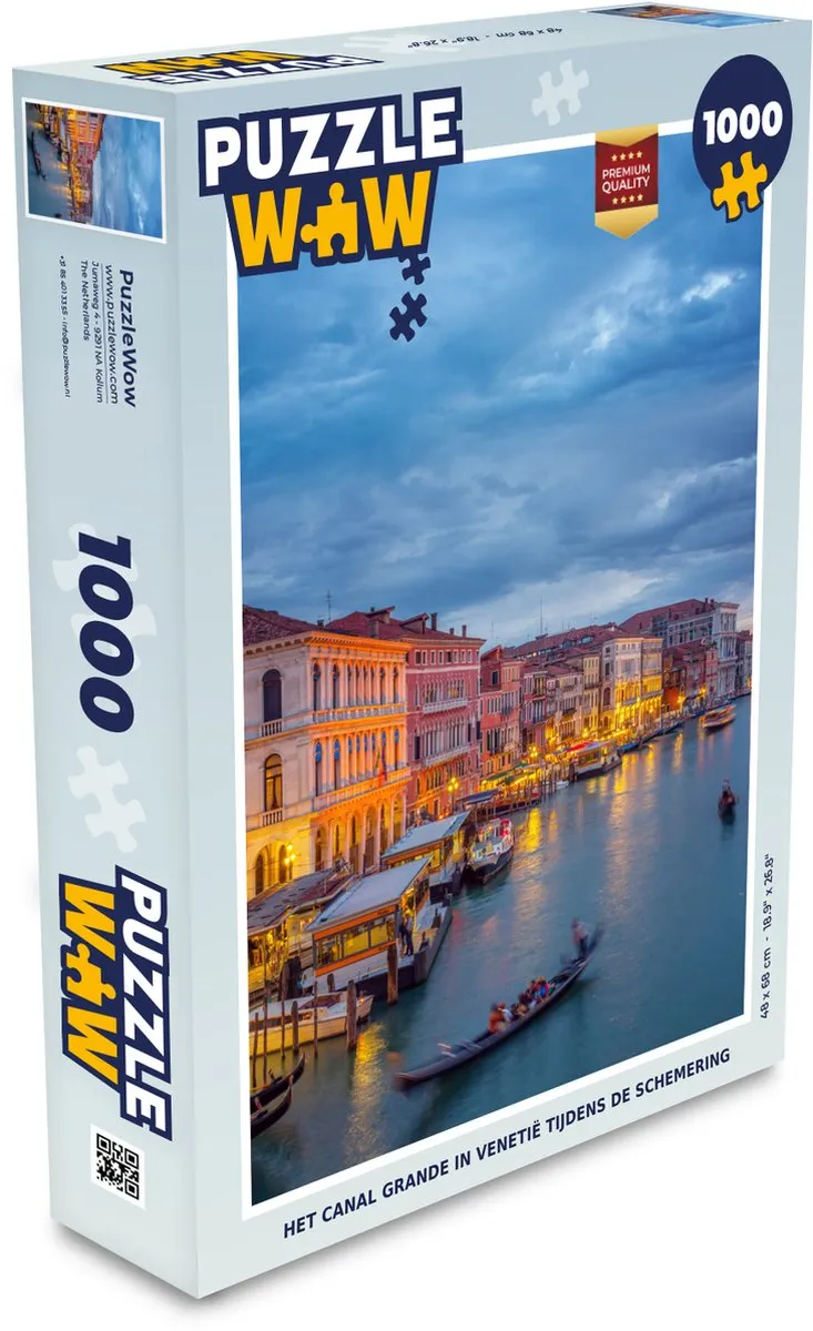 PuzzleWow Nacht Venetië Legpuzzel 1000 Stuks - Multicolor