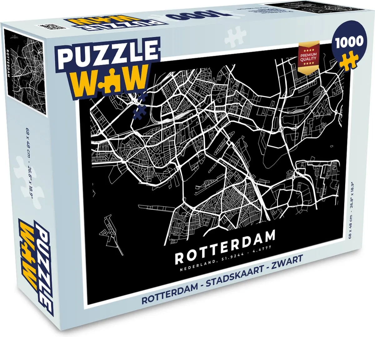 PuzzleWow Rotterdam Stadskaart Legpuzzel 1000 Stuks - Multicolor