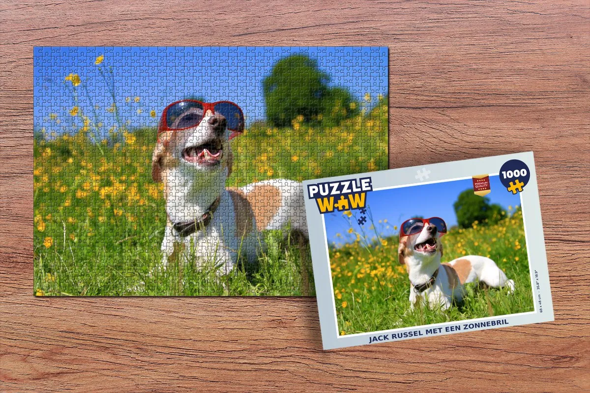 PuzzleWow Jack Russel Hond Zonnebril Legpuzzel 1000 Stuks - Multicolor