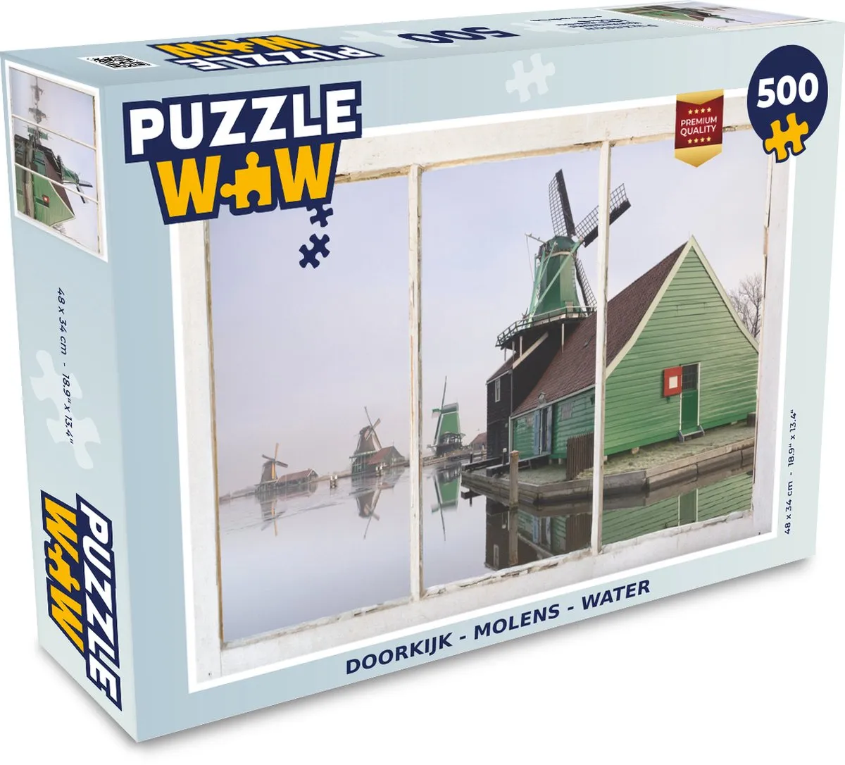 PuzzleWow Doorkijk Molen Water Legpuzzel 500 Stuks - Multicolor