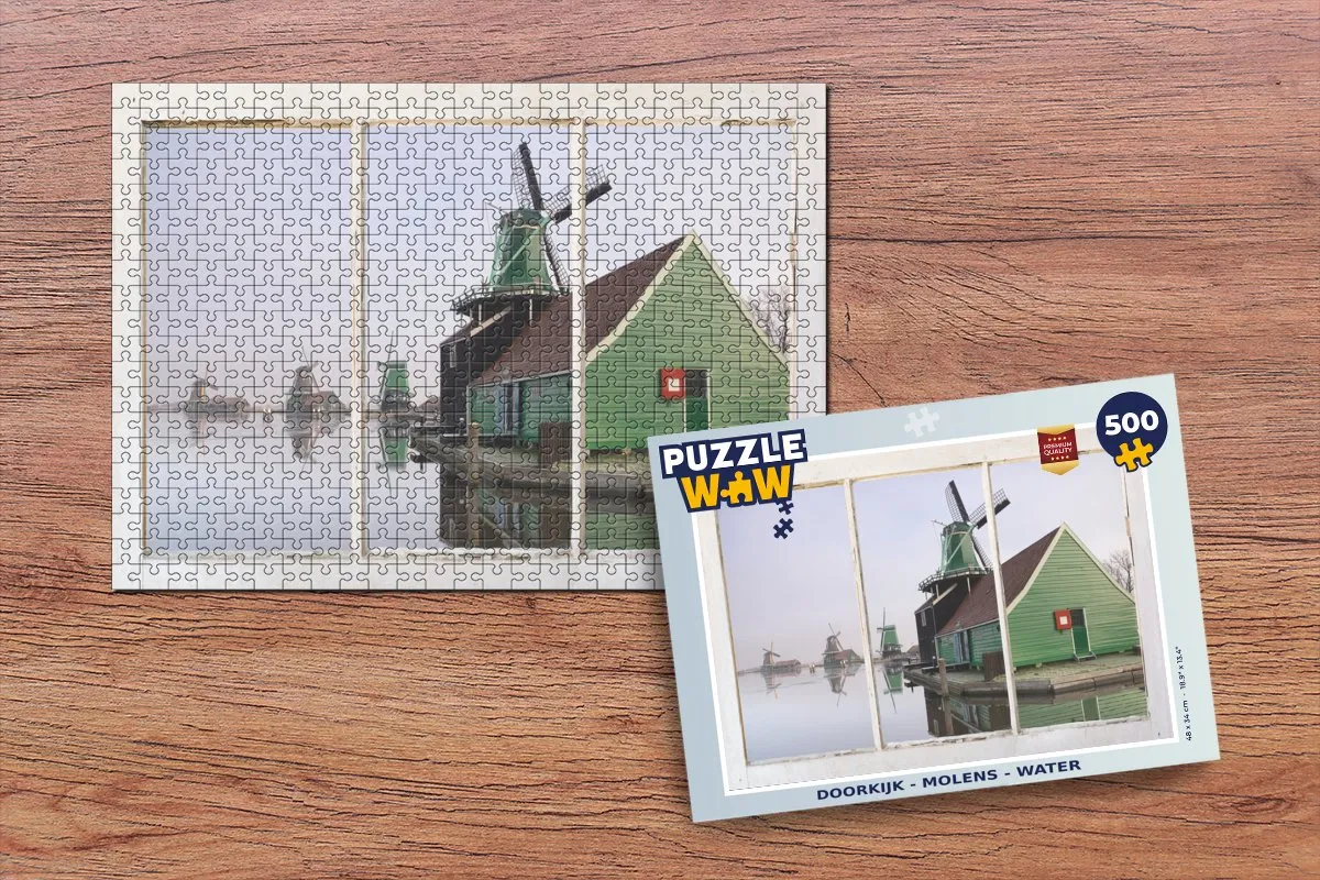 PuzzleWow Doorkijk Molen Water Legpuzzel 500 Stuks - Multicolor