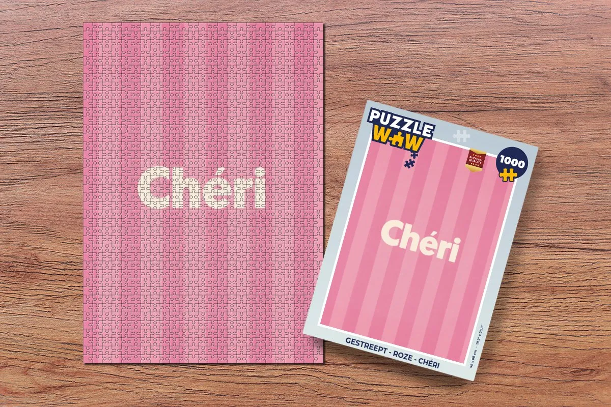 PuzzleWow Gestreept Roze Legpuzzel 1000 Stuks - Chéri