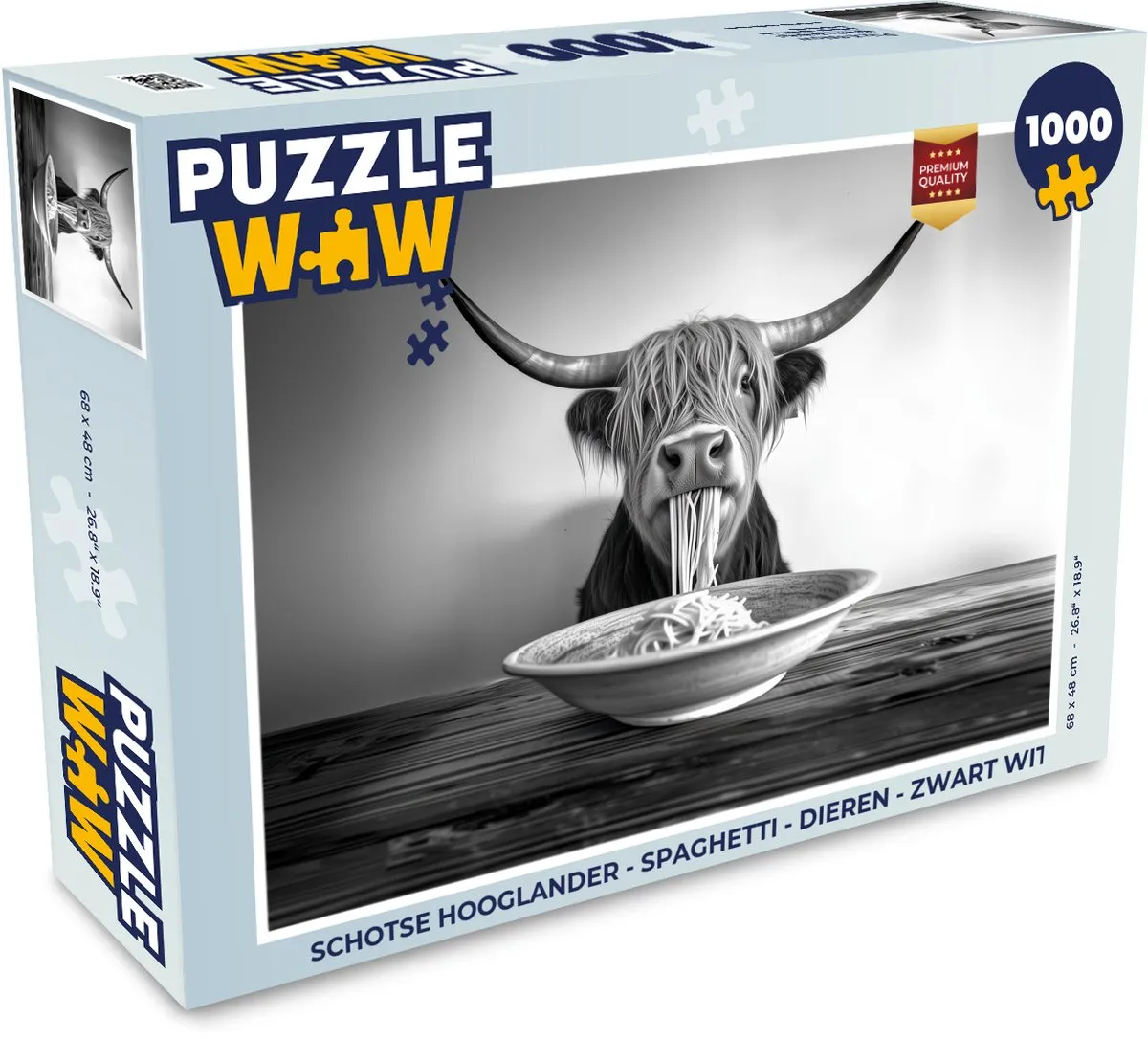 PuzzleWow Schotse Hooglander Legpuzzel 1000 Stuks - Zwart/Wit