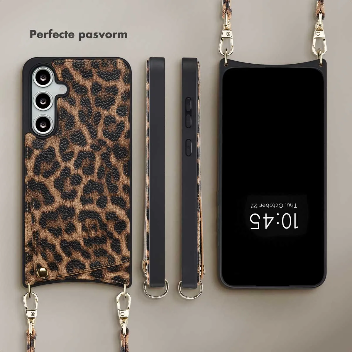 Selencia Hoesje Samsung Galaxy S24 FE - Leopard - 2 Pasjes