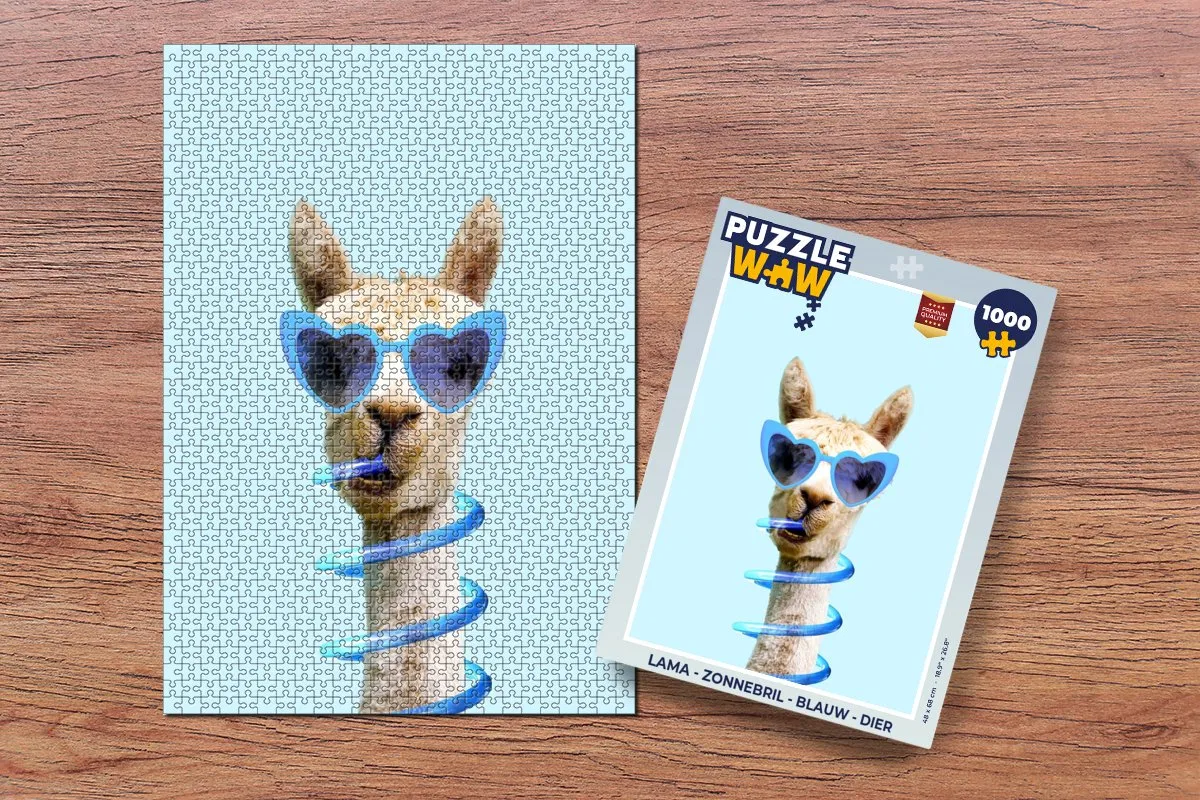 PuzzleWow Lama Legpuzzel 1000 Stuks - Blauw