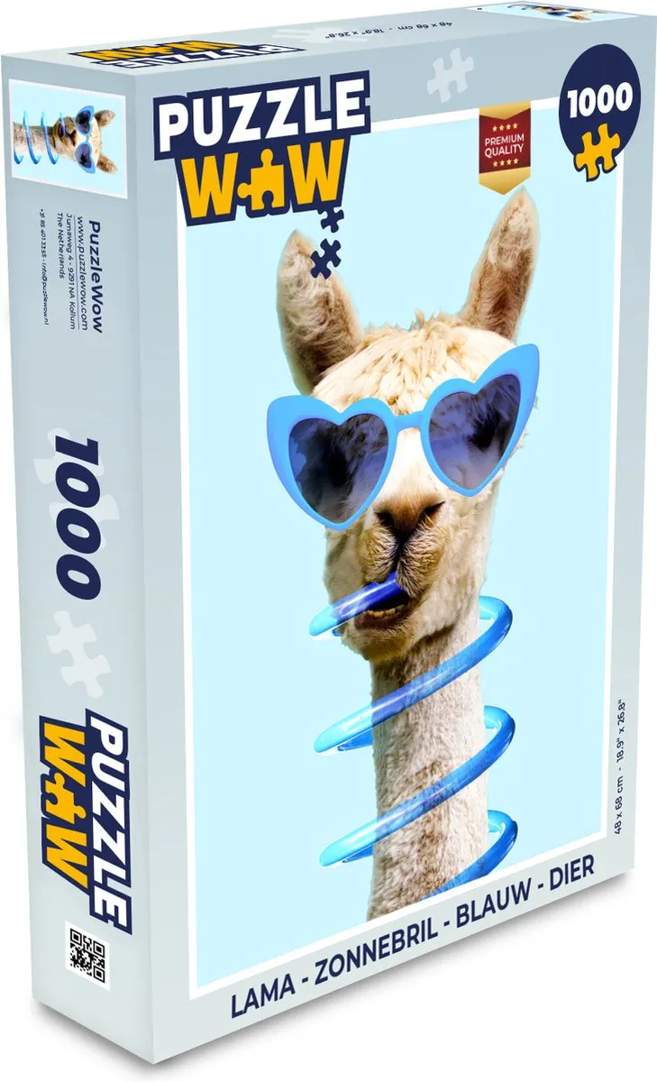 PuzzleWow Lama Legpuzzel 1000 Stuks - Blauw