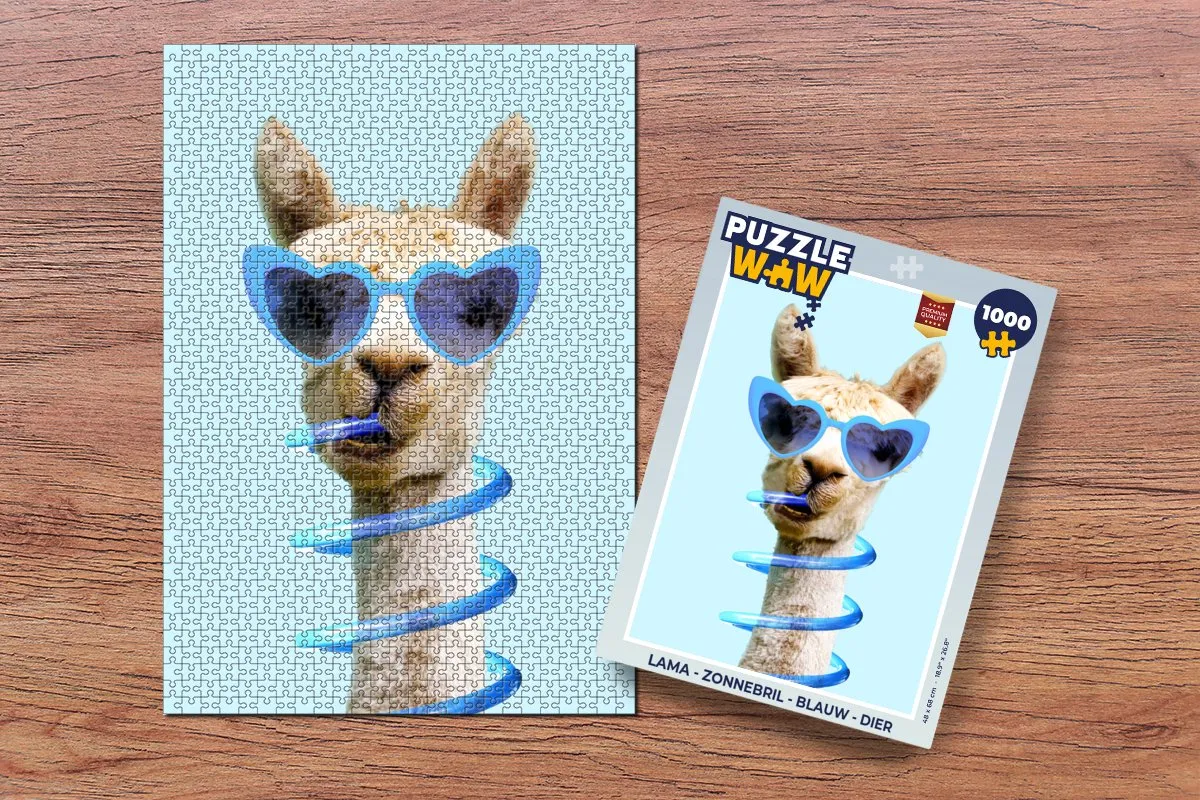 PuzzleWow Lama Legpuzzel 1000 Stuks - Blauw
