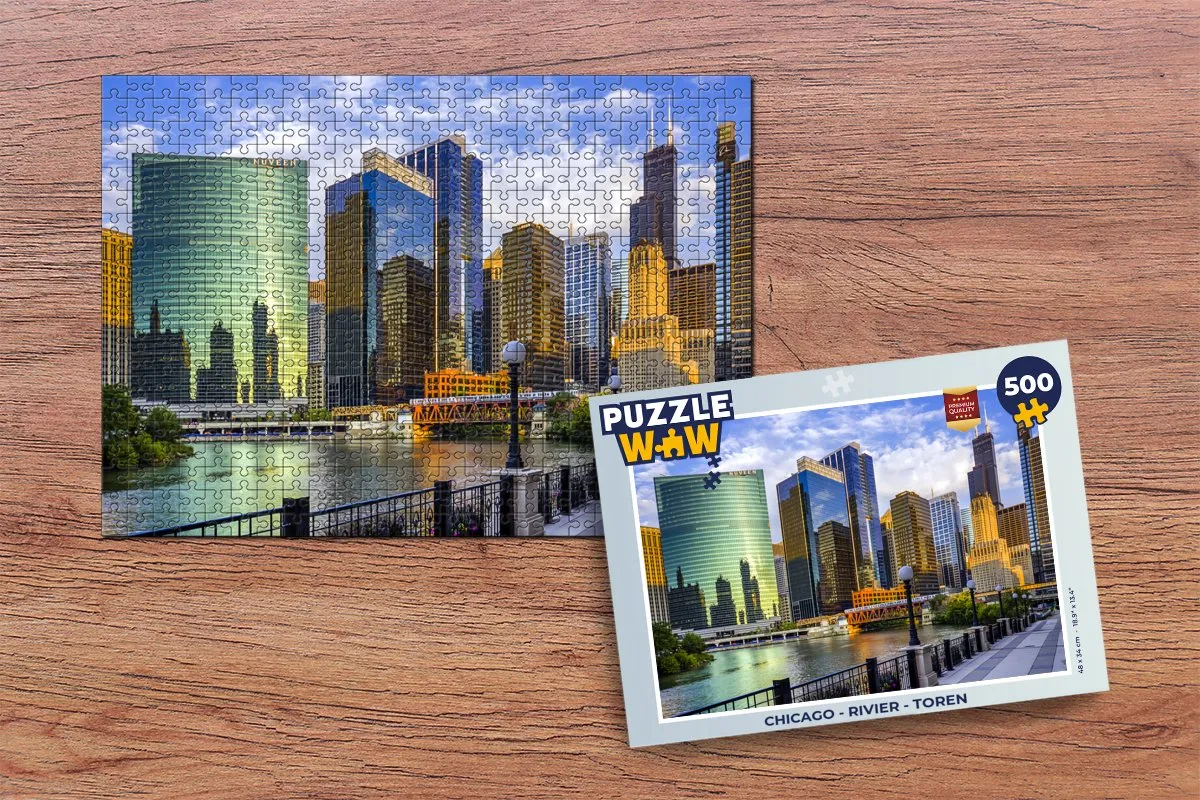 PuzzleWow Chicago Rivier Toren Legpuzzel 500 Stuks - Multicolor