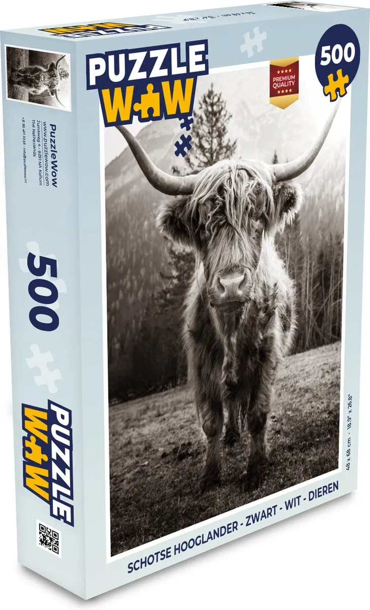 PuzzleWow Schotse Hooglander Legpuzzel 500 Stuks - Multicolor