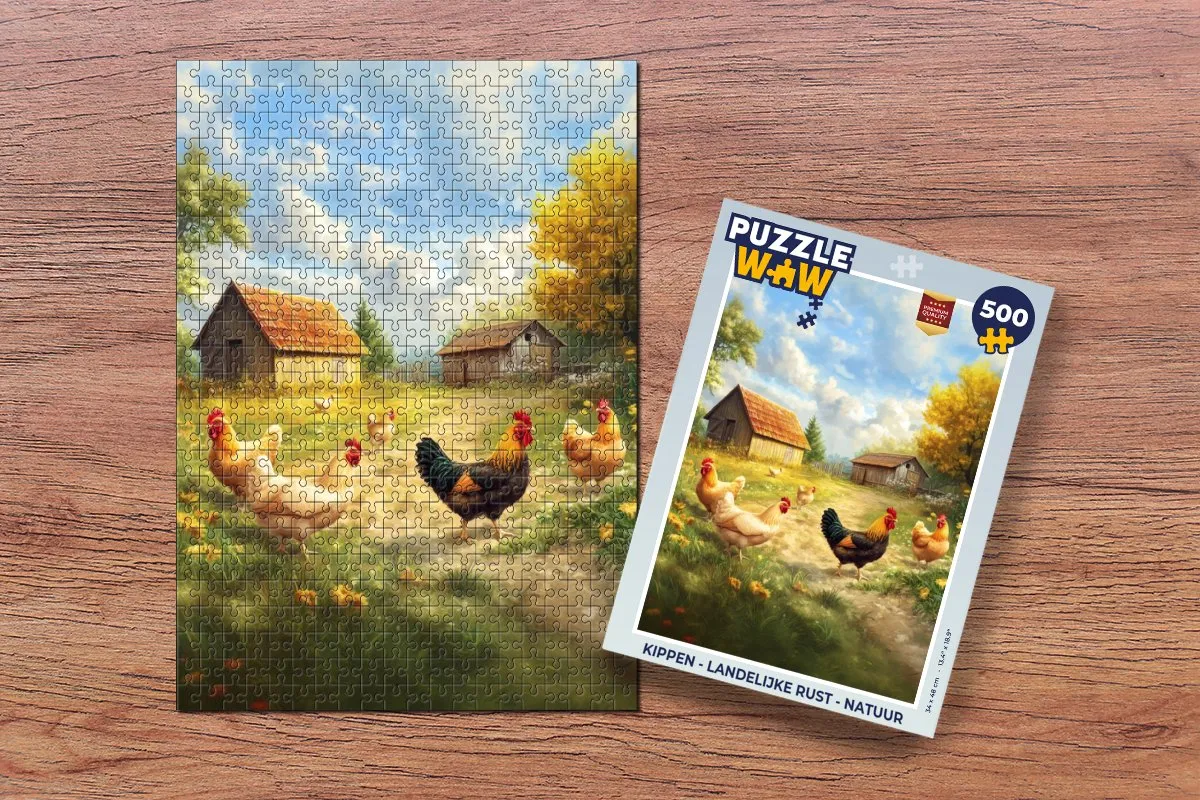 PuzzleWow Kippen - Landelijke Rust Legpuzzel 500 Stuks