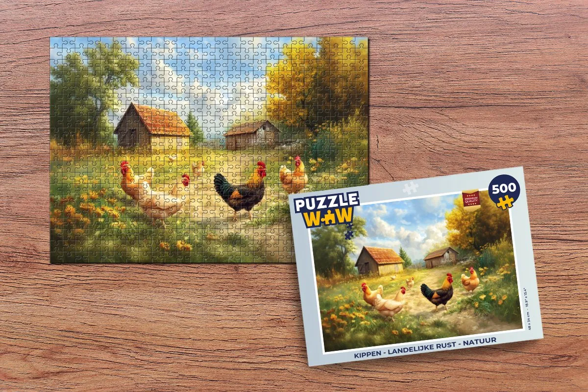 PuzzleWow Kippen - Landelijke Rust Legpuzzel 500 Stuks