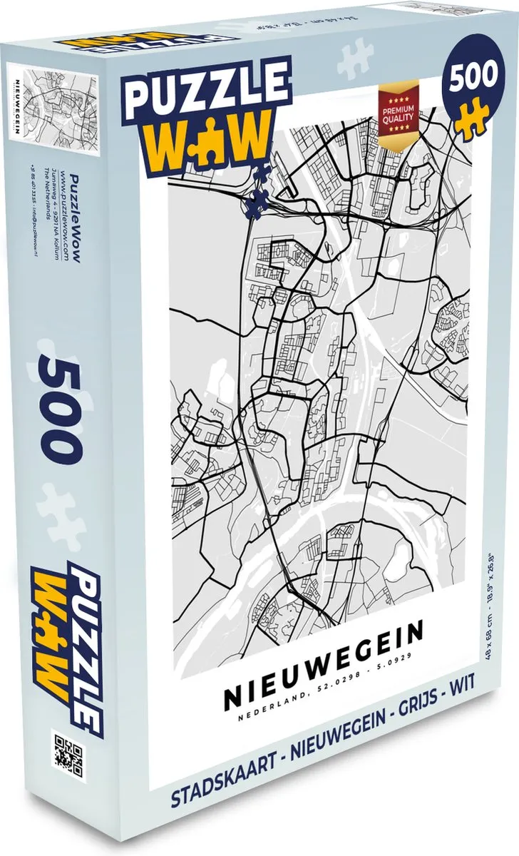 PuzzleWow Stadskaart Nieuwegein Legpuzzel 500 Stuks - Multicolor