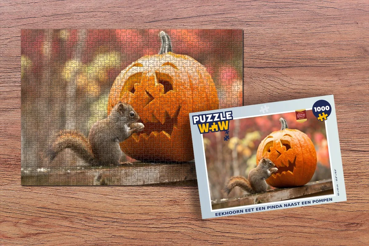 PuzzleWow Legpuzzel 1000 Stuks - Eekhoorn eet pinda Multicolor