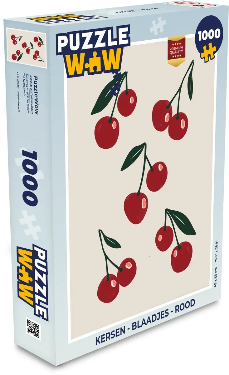 PuzzleWow Legpuzzel Kersen 1000 Stuks - Rood