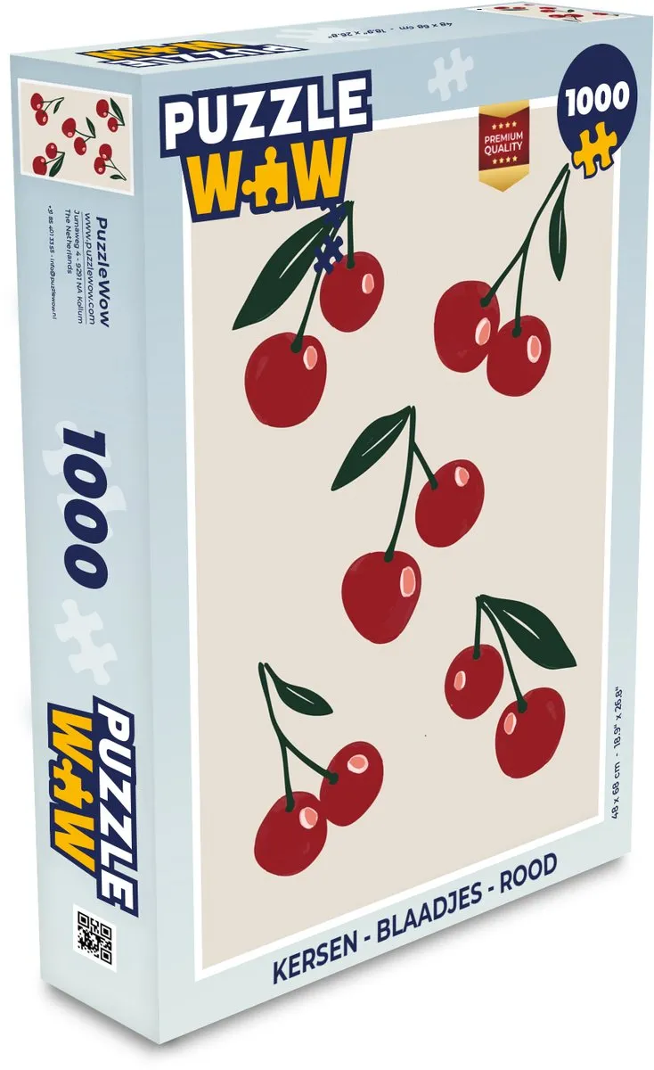 PuzzleWow Legpuzzel Kersen 1000 Stuks - Rood