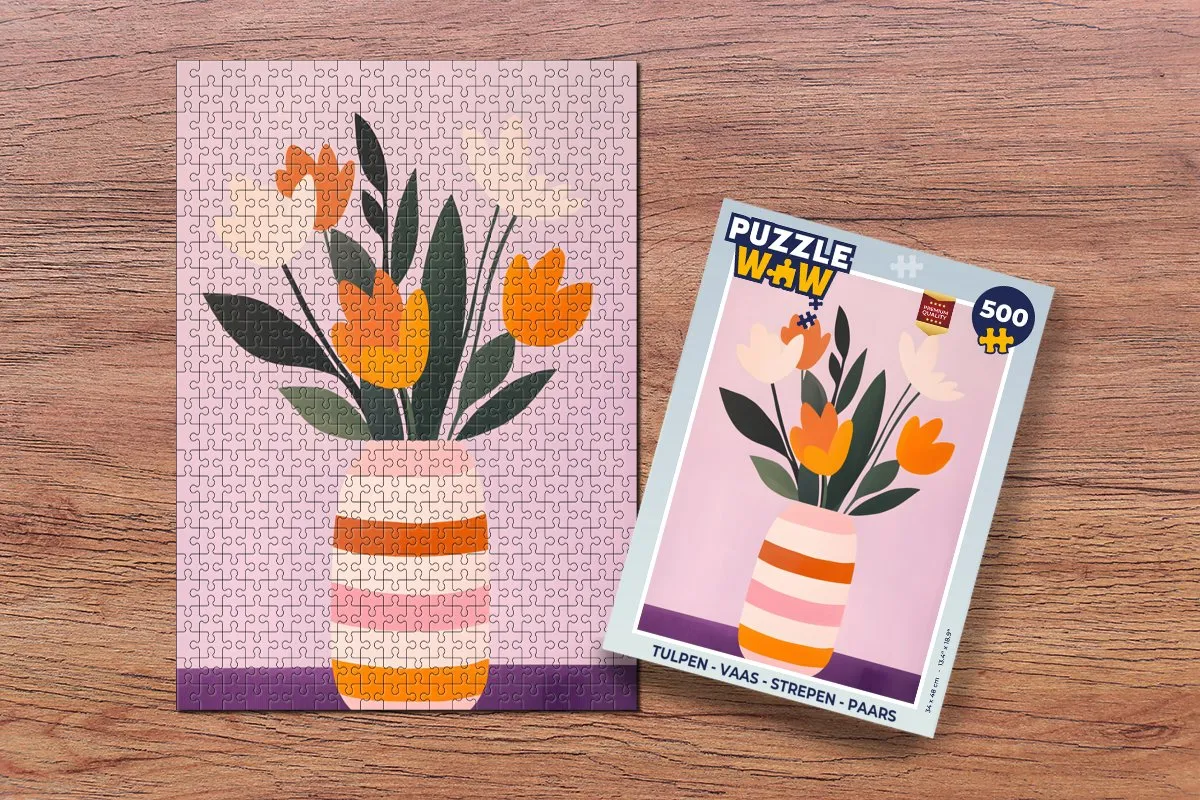 PuzzleWow Tulpen Vaas Legpuzzel 500 Stuks - Paars