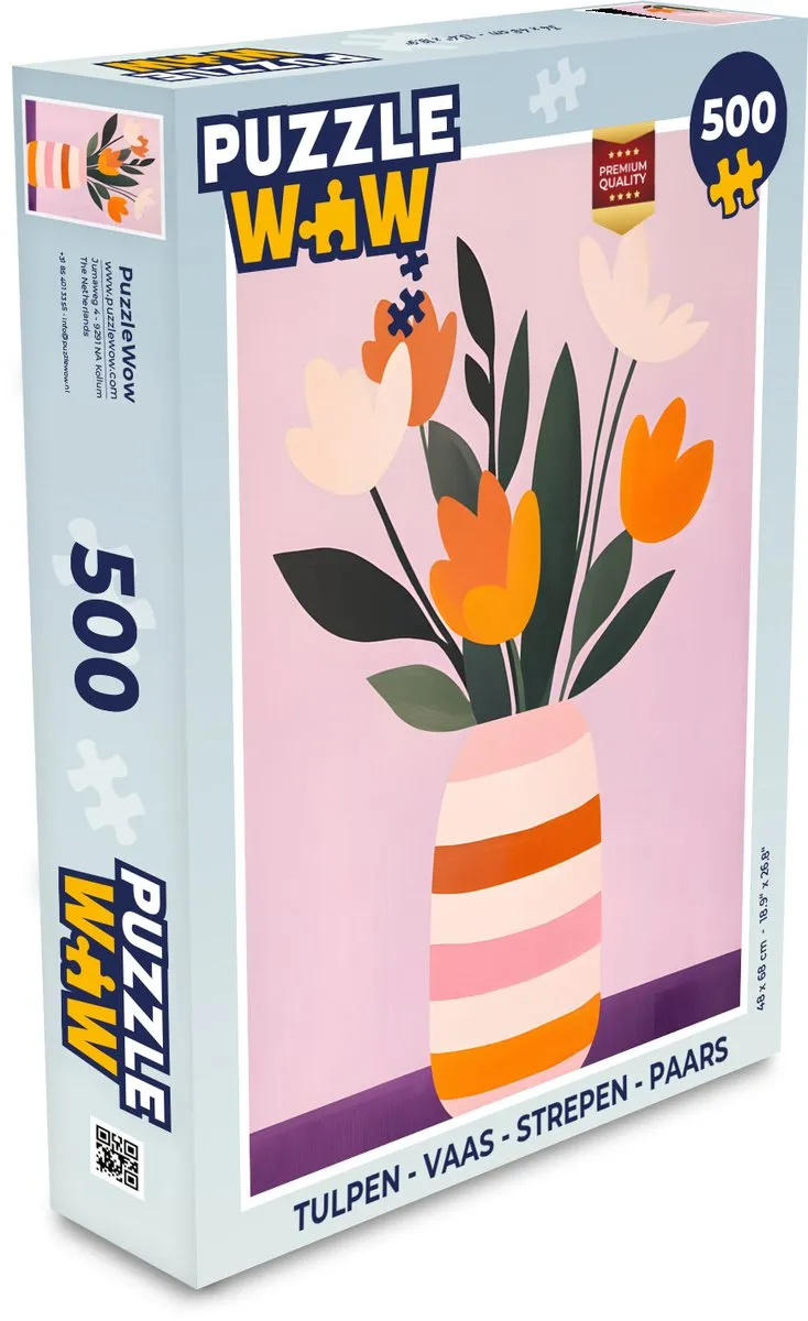 PuzzleWow Tulpen Vaas Legpuzzel 500 Stuks - Paars