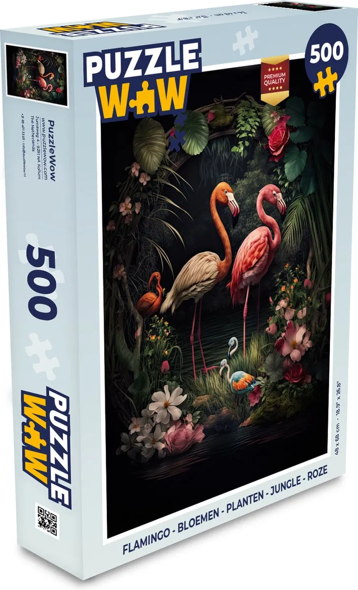 PuzzleWow Flamingo Legpuzzel 500 Stuks - Multicolor