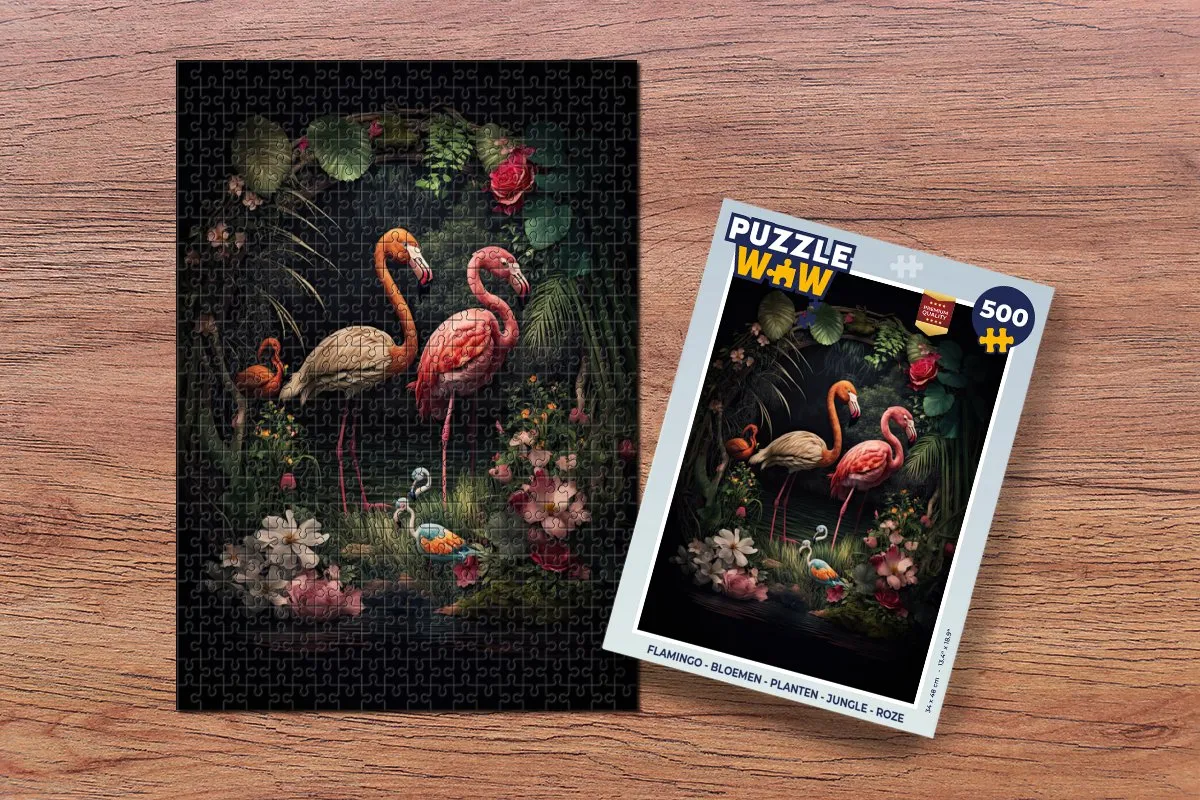 PuzzleWow Flamingo Legpuzzel 500 Stuks - Multicolor