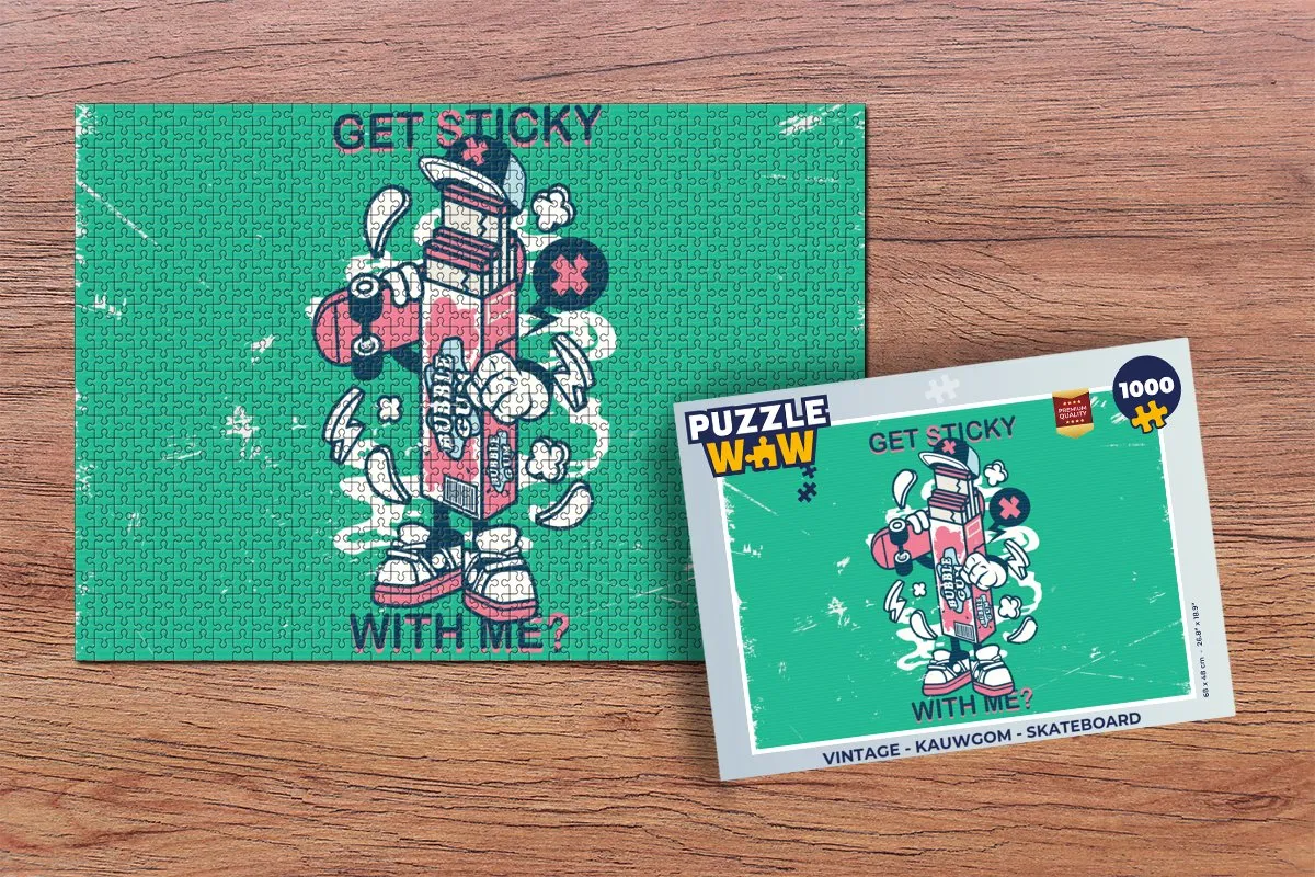 PuzzleWow Vintage Skateboard Legpuzzel 1000 Stuks - Multicolor