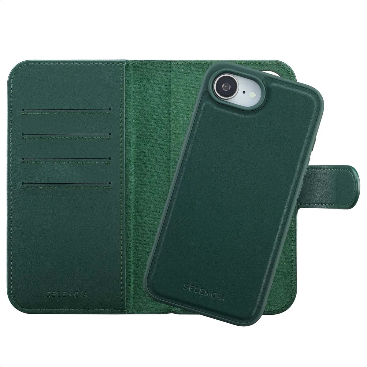 Selencia Hoesje iPhone 16e MagSafe - Groen - 6 Pasjes