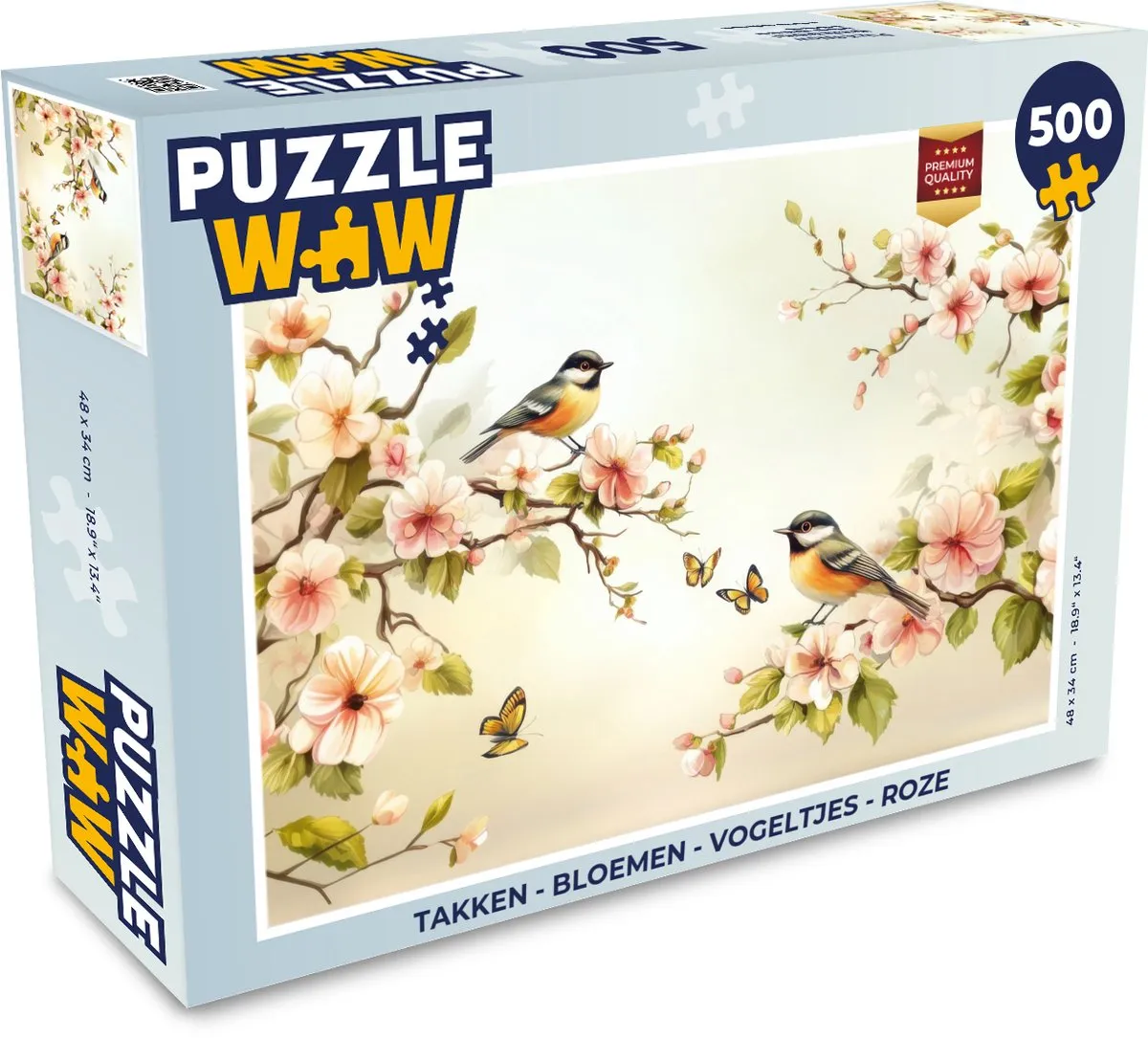 PuzzleWow Takken Bloemen Vogeltjes Legpuzzel 500 Stuks