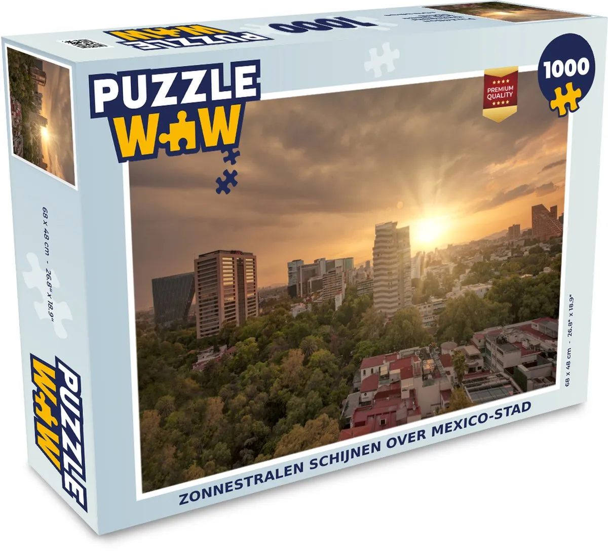PuzzleWow Legpuzzel Zonnestralen Mexico-Stad 1000 Stuks - Multicolor