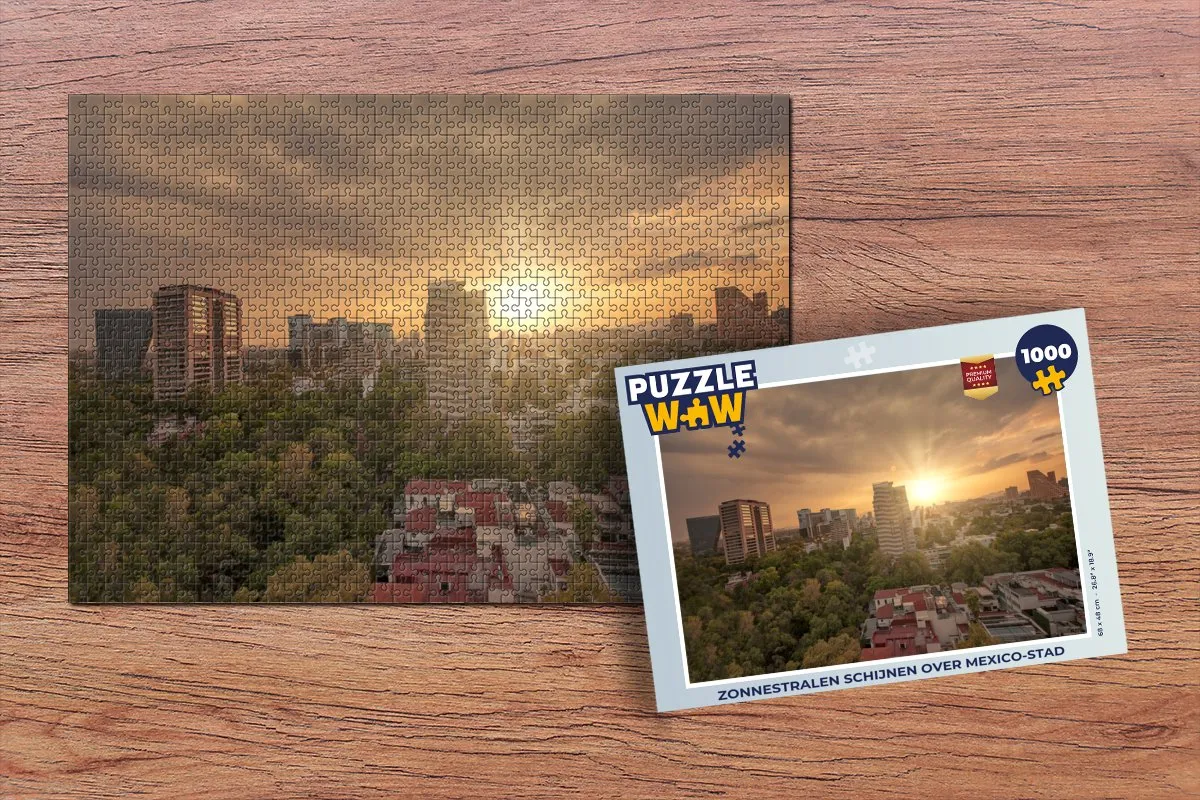 PuzzleWow Legpuzzel Zonnestralen Mexico-Stad 1000 Stuks - Multicolor