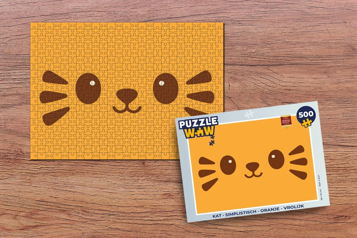 PuzzleWow Kat Legpuzzel 500 Stuks - Oranje