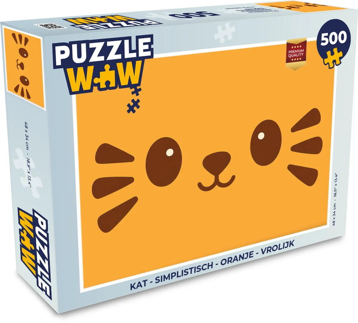 PuzzleWow Kat Legpuzzel 500 Stuks - Oranje