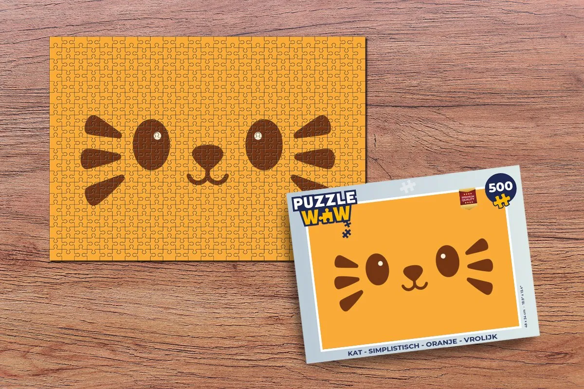 PuzzleWow Kat Legpuzzel 500 Stuks - Oranje