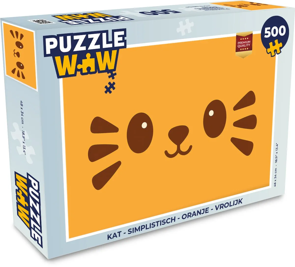 PuzzleWow Kat Legpuzzel 500 Stuks - Oranje