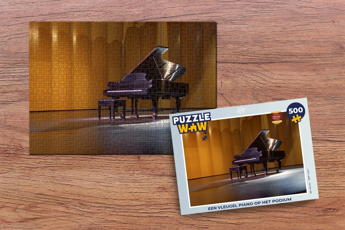 PuzzleWow Legpuzzel Een vleugel piano op het podium 500 Stuks - Multicolor