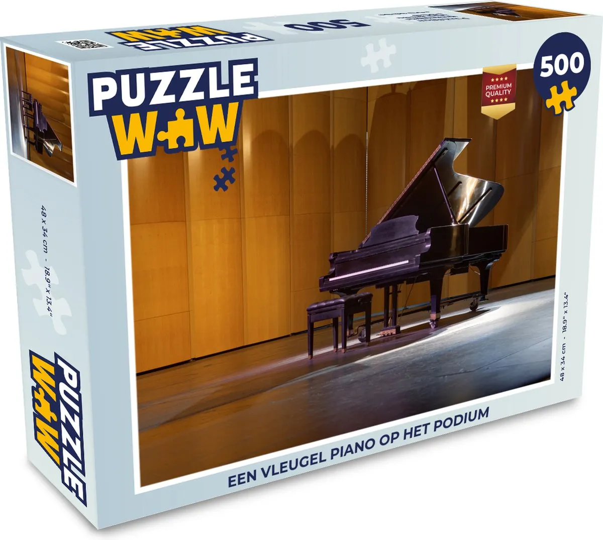 PuzzleWow Legpuzzel Een vleugel piano op het podium 500 Stuks
