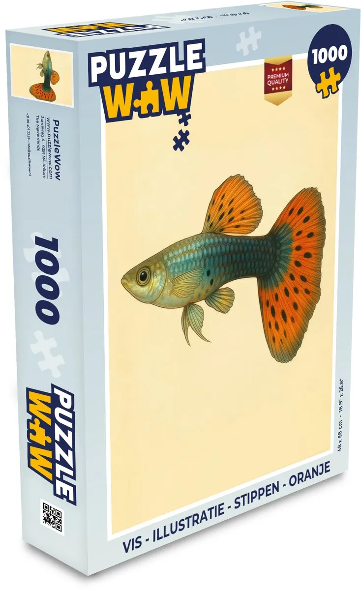 PuzzleWow Vis Illustratie Legpuzzel 1000 Stuks - Oranje
