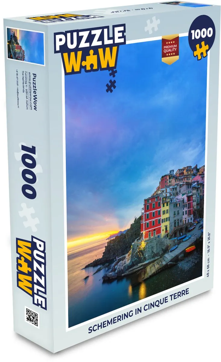 PuzzleWow Schemering in Cinque Terre Legpuzzel 1000 Stuks - Multicolor
