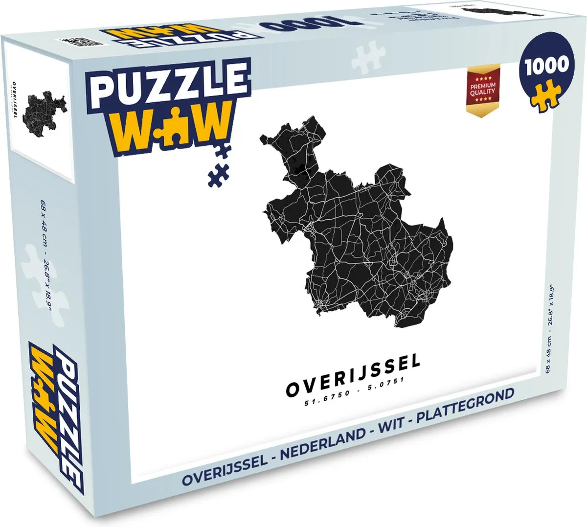 PuzzleWow Overijssel Legpuzzel 1000 Stuks - Stadskaart