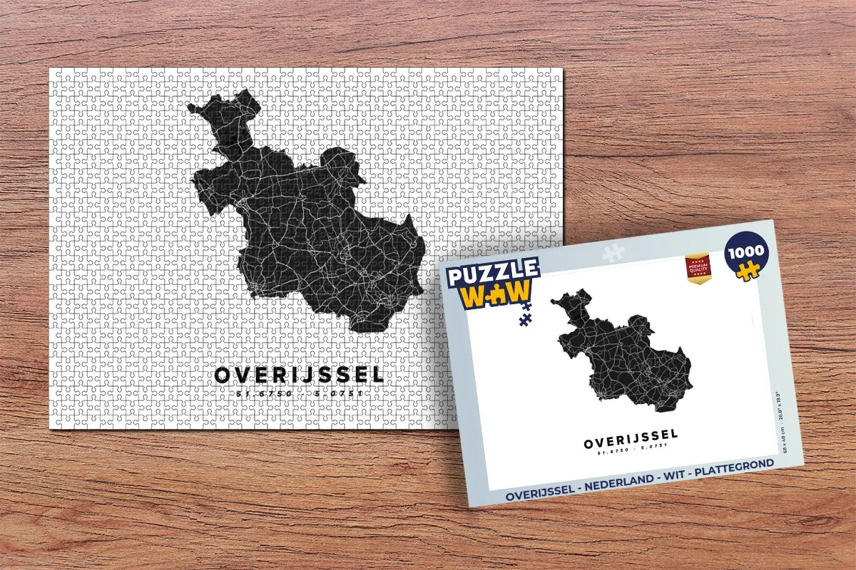 PuzzleWow Overijssel Legpuzzel 1000 Stuks - Stadskaart