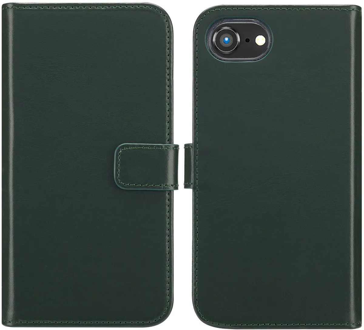 Selencia Hoesje iPhone 16e Groen - Lederen Bookcase 3 Pasjes
