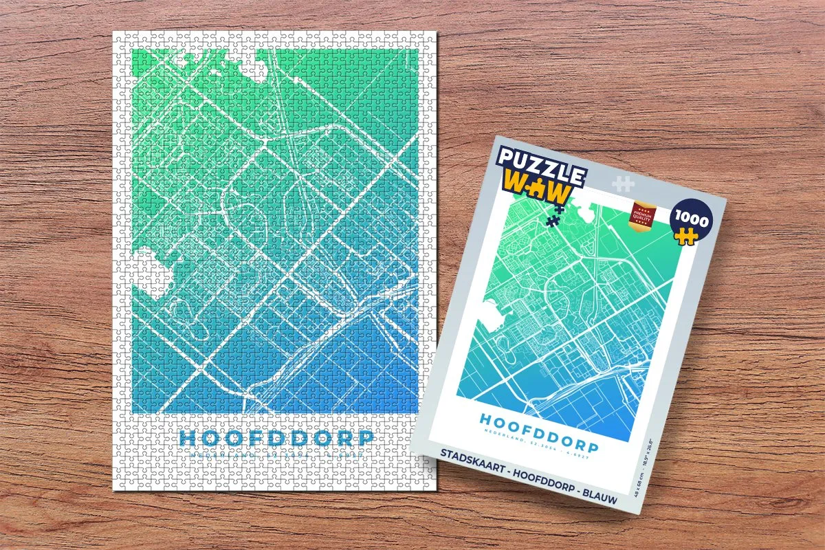 PuzzleWow Stadskaart Hoofddorp Legpuzzel 1000 Stuks - Multicolor