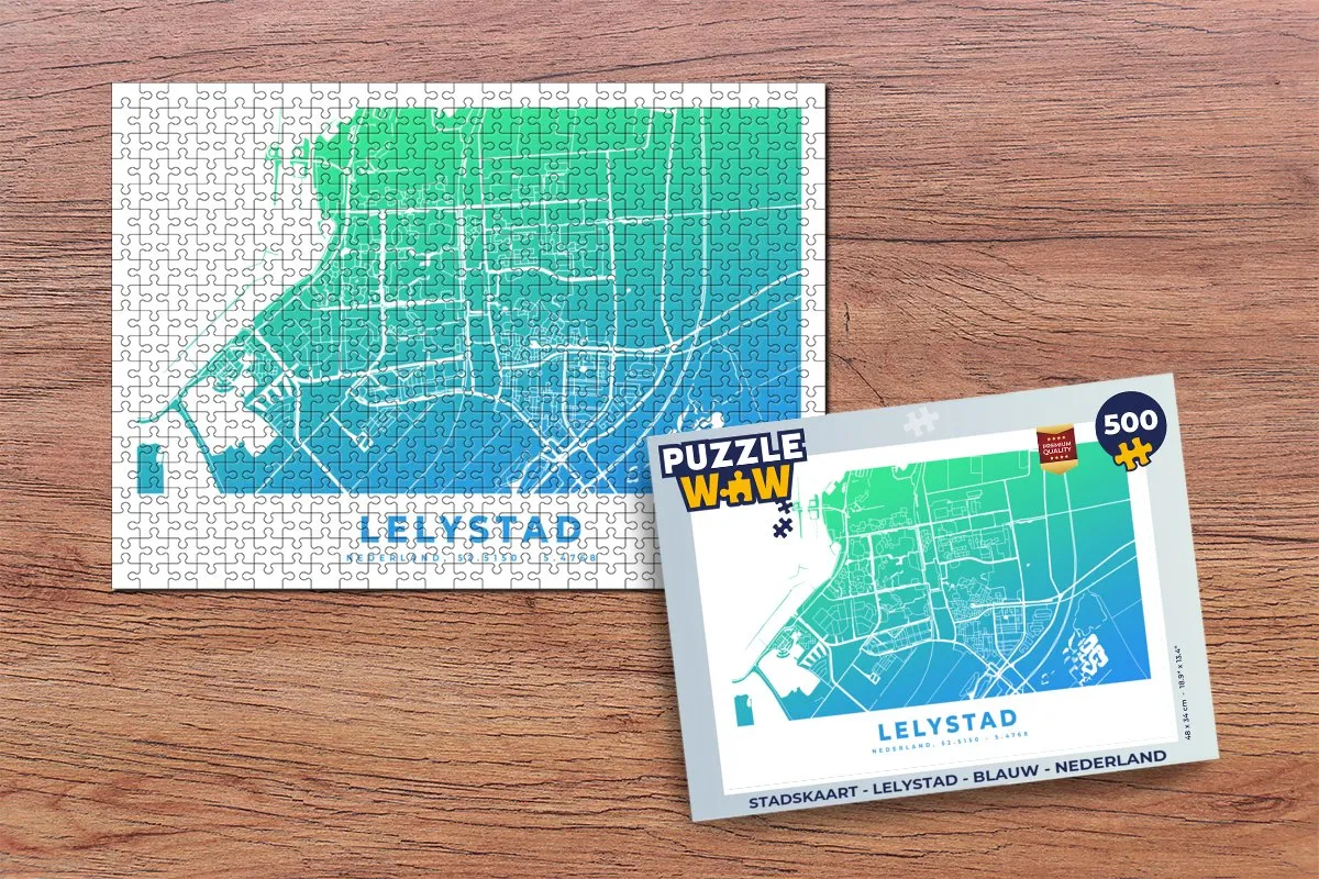 PuzzleWow Stadskaart Lelystad Legpuzzel 500 Stuks - Multicolor
