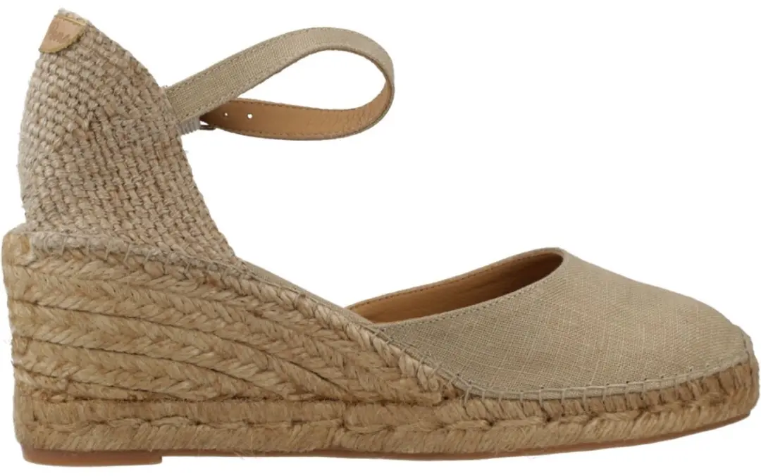 Espadrilles met sleehak van jute en gesp