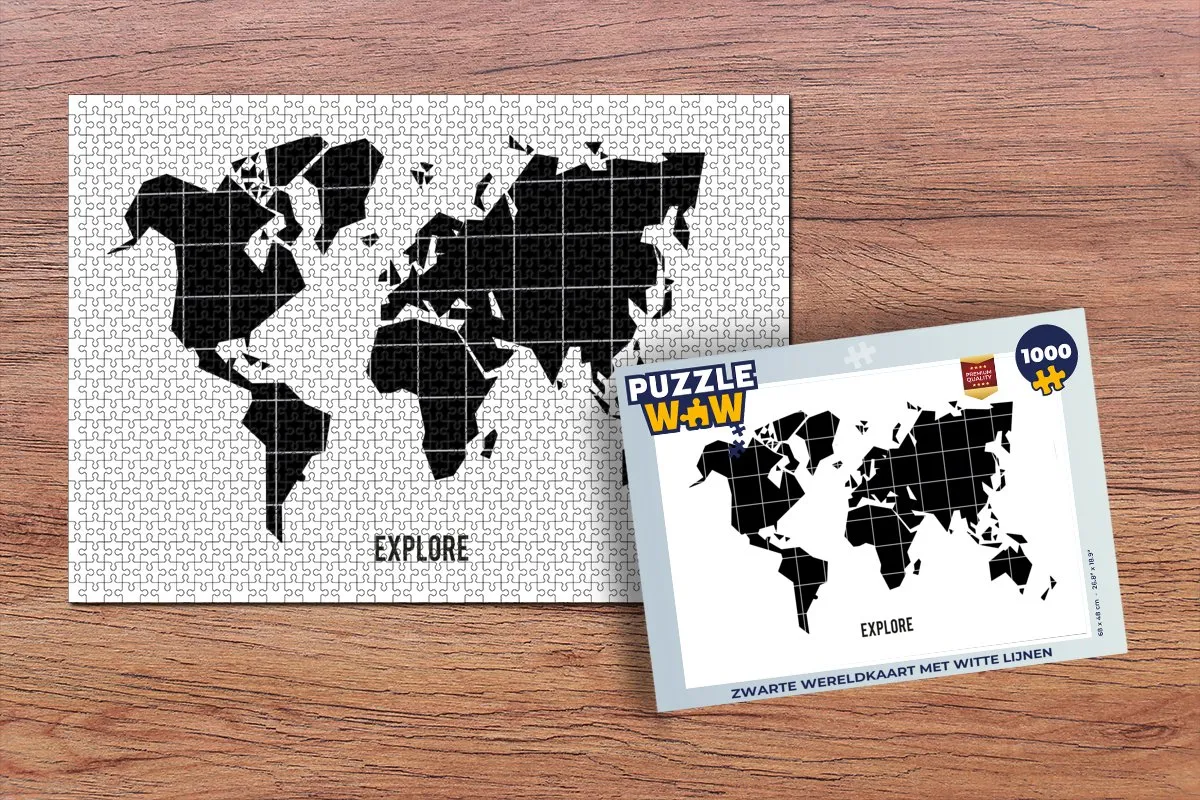 PuzzleWow Wereldkaart Legpuzzel 1000 Stuks - Multicolor