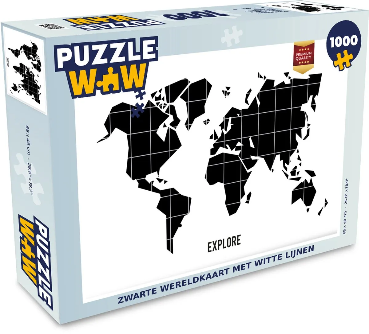 PuzzleWow Wereldkaart Legpuzzel 1000 Stuks - Multicolor