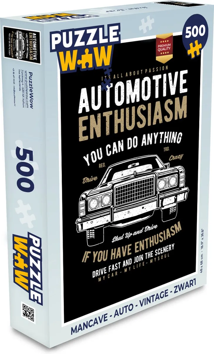 PuzzleWow Mancave Auto Vintage Legpuzzel 500 Stuks