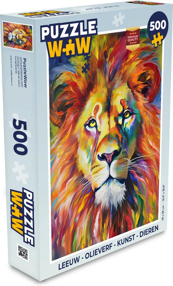 PuzzleWow Leeuw Puzzel 500 Stuks - Multicolor